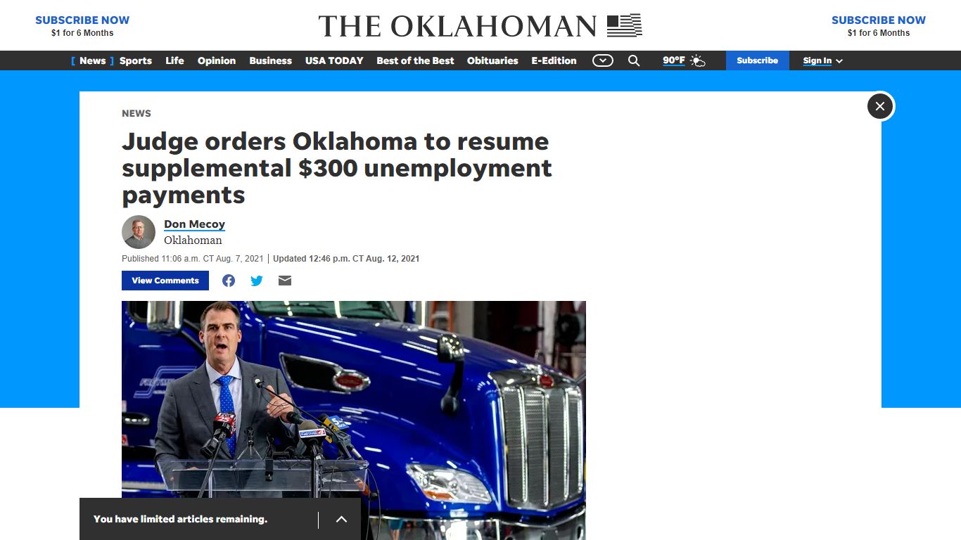 Oklahoma unemployment: State ordered to resume extra $300 payments