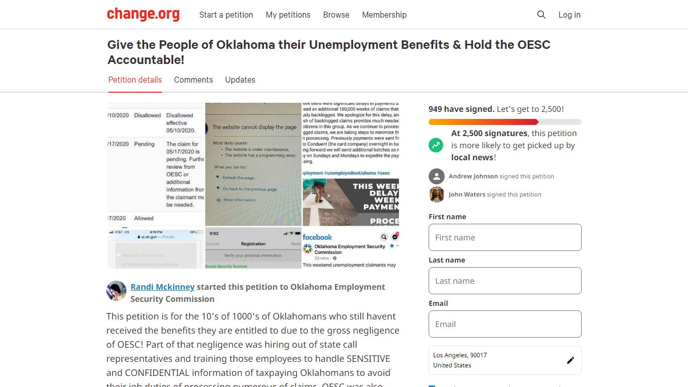 Petition · Give the People of Oklahoma their Unemployment Benefits ...